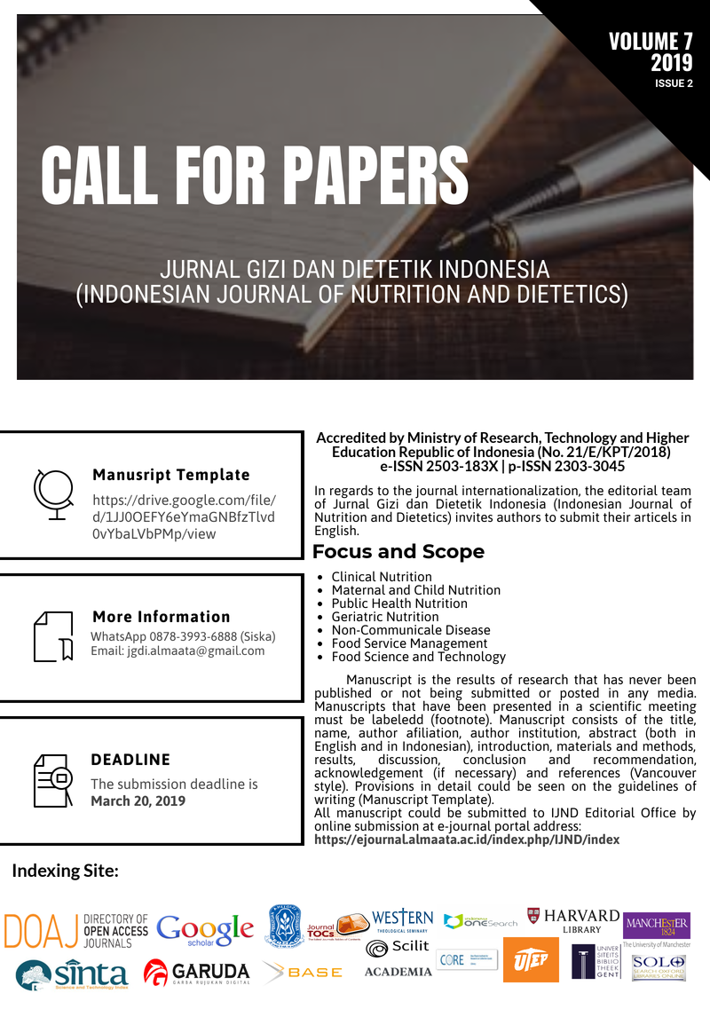 Jurnal Gizi dan Dietetik Indonesia (Indonesian Journal of Nutrition and